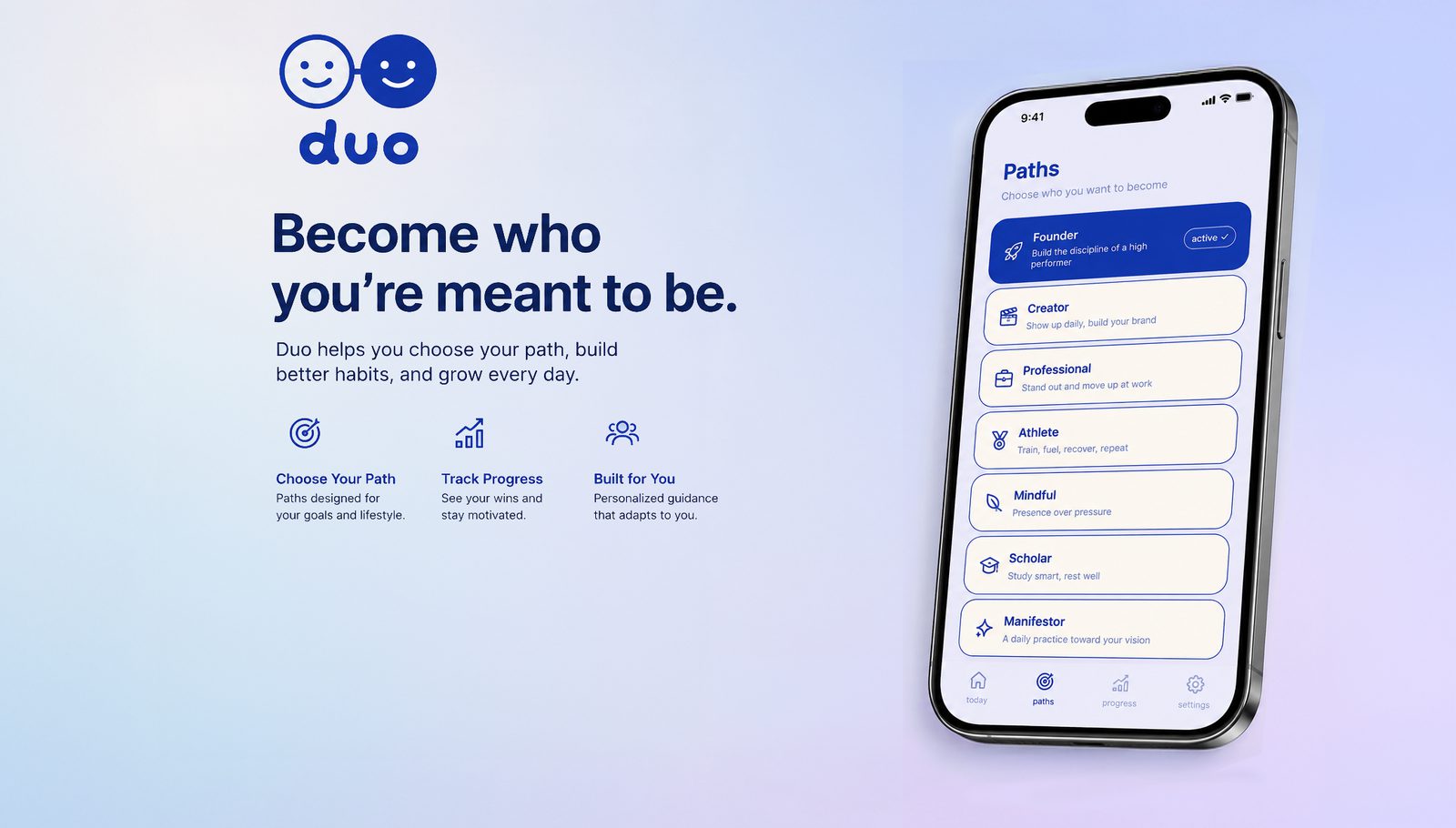 Duo — the habit app showing its aspirational paths on iPhone