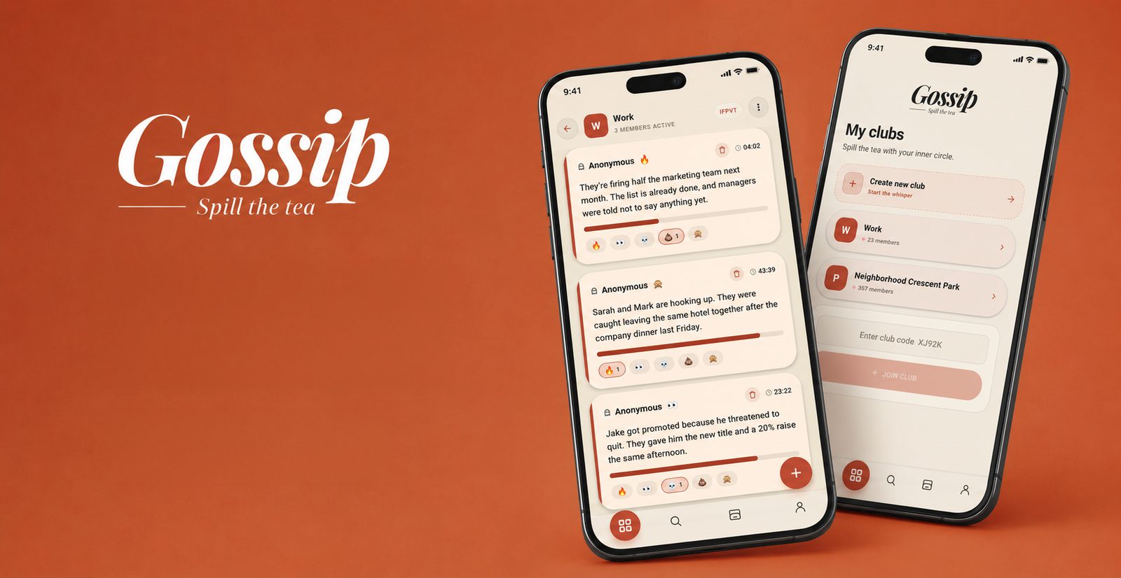 Gossip — private club feeds with self-destructing posts on iPhone